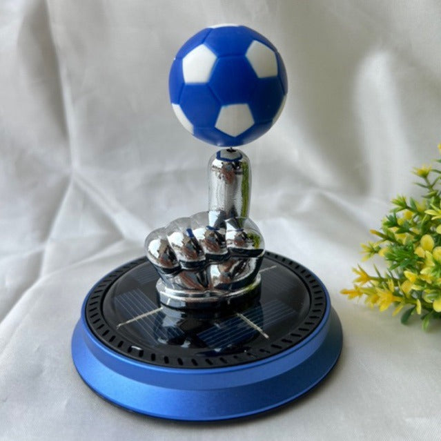 DECORA™ Solar Striker – Blue Edition Rotating Soccer Car Decor