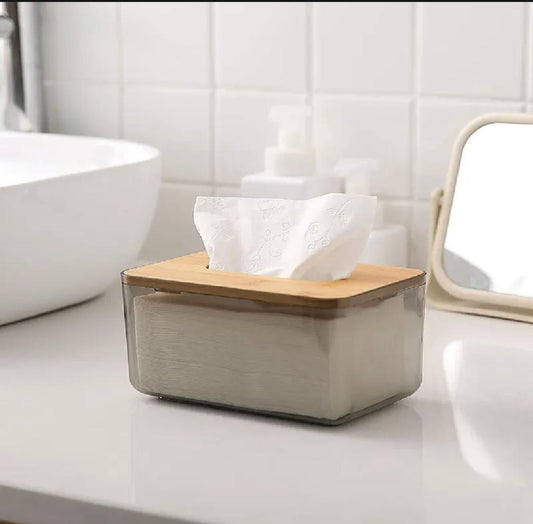 Tissue Paper Holder Box with Bamboo Lid for Bathroom Kitchen Office