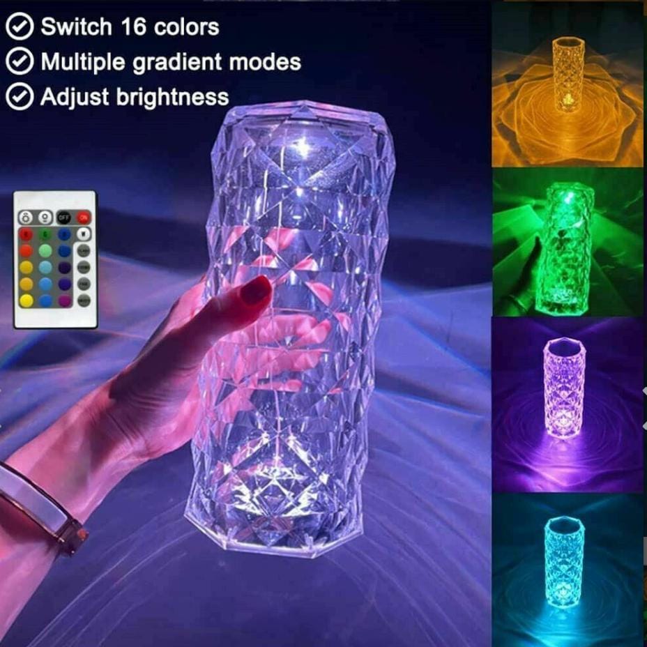 Crystal Led Lamp, 3-Color Changing Touch Control