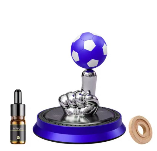 DECORA™ Solar Striker – Blue Edition Rotating Soccer Car Decor