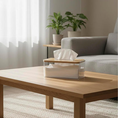 Tissue Paper Holder Box with Bamboo Lid for Bathroom Kitchen Office