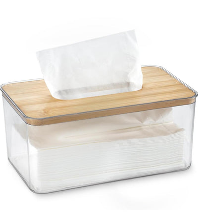 Tissue Paper Holder Box with Bamboo Lid for Bathroom Kitchen Office