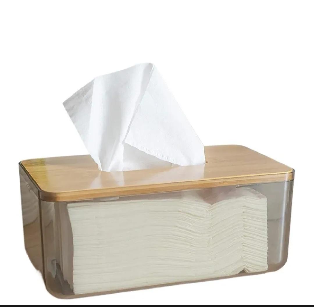 Tissue Paper Holder Box with Bamboo Lid for Bathroom Kitchen Office