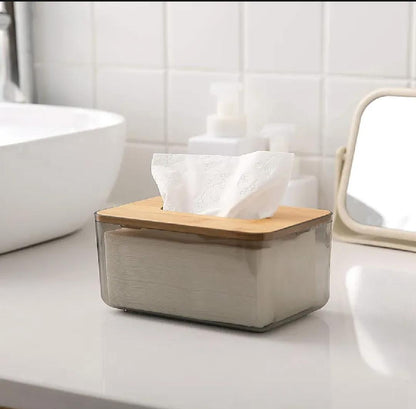 Tissue Paper Holder Box with Bamboo Lid for Bathroom Kitchen Office