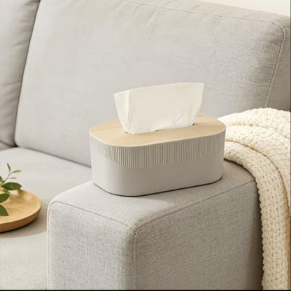 Tissue Box Holder with Wooden Lid for Living Room, Bedroom, Kitchen, Bathroom, Dining Table, Office & Car