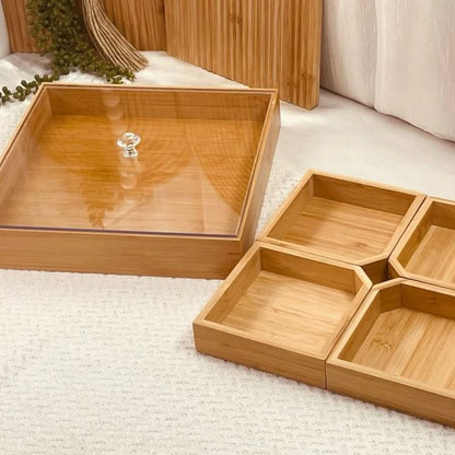 Luxury Bamboo 4 Partition Dry Fruit Dish