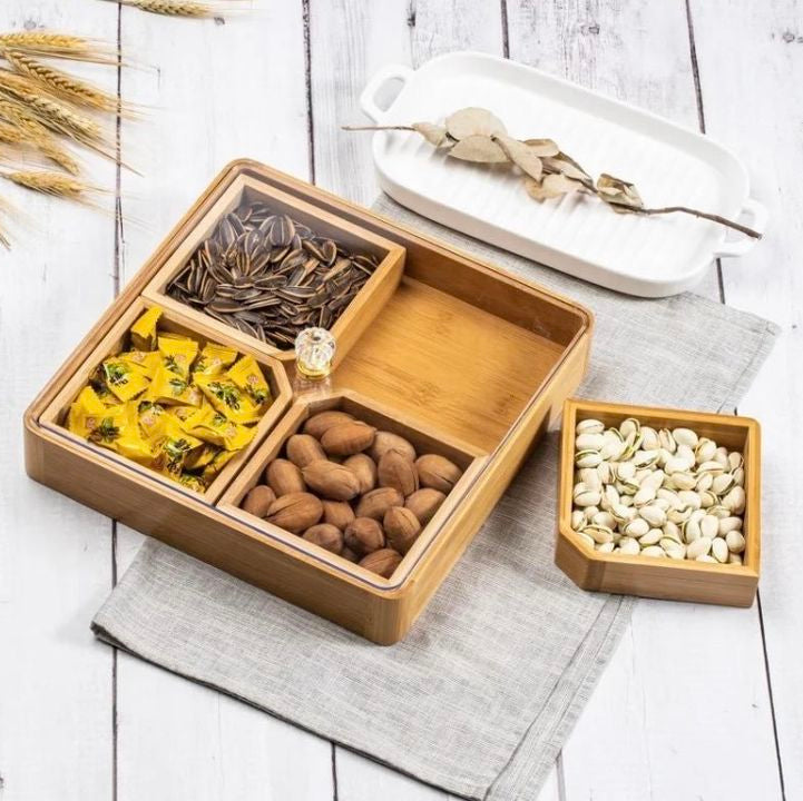 Luxury Bamboo 4 Partition Dry Fruit Dish