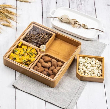 Luxury Bamboo 4 Partition Dry Fruit Dish