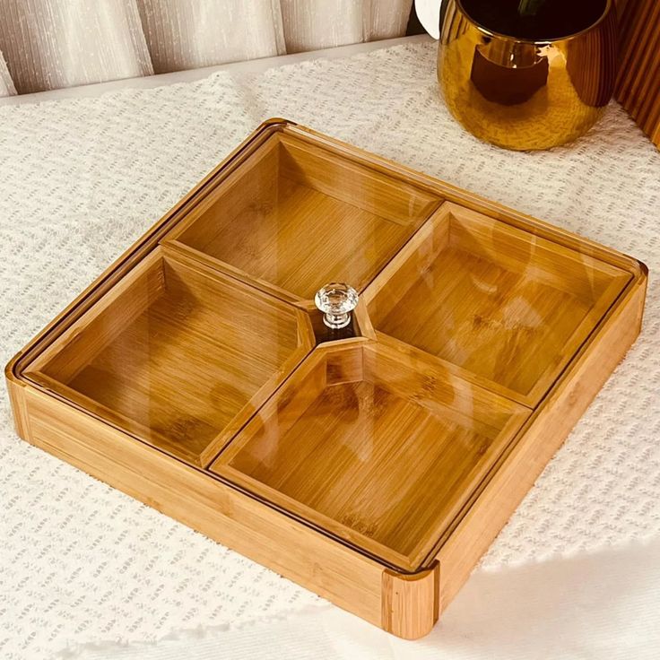 Luxury Bamboo 4 Partition Dry Fruit Dish