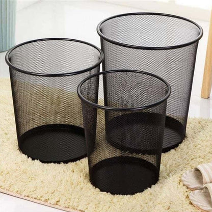 Round Steel Mesh Trash Can, Recycling Wastebasket