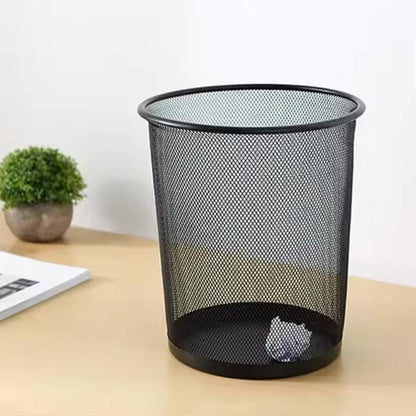 Round Steel Mesh Trash Can, Recycling Wastebasket