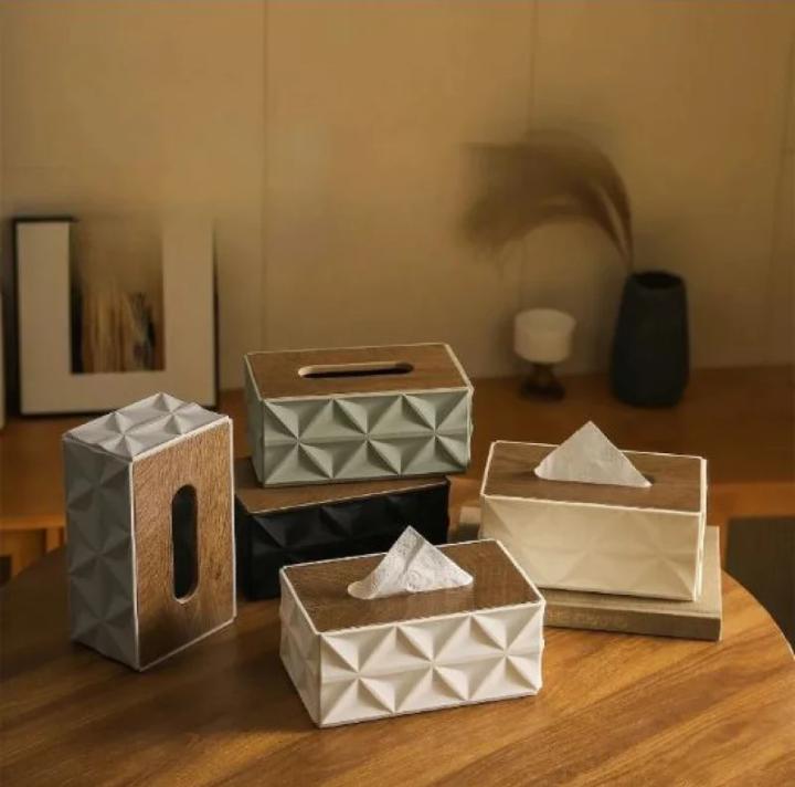 DECORA™ Wooden Cover Tissue Boxes with Mobile Holder.