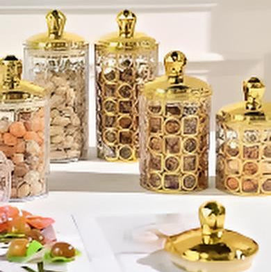 DECORA™ 3-Piece Golden glass Decorative Jars